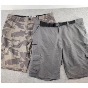 x2 Denali Mens Gray Camo Multi Cargo Pockets Hiking Outdoor Shorts Size 40
